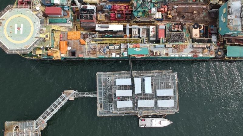 Vista aérea de la plataforma EUD-1, Lago de Maracaibo